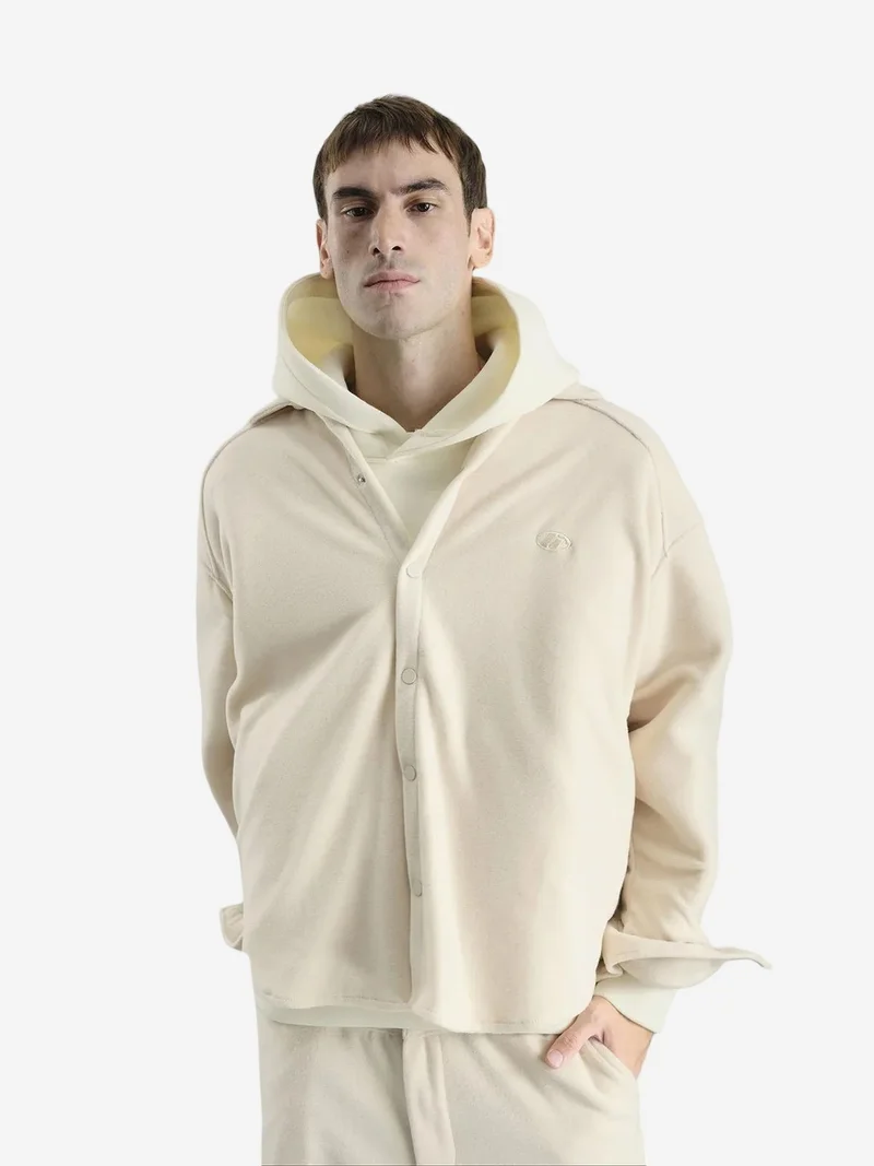 جيستو GIESTO Oversized Plush Shirt with Snap Closure