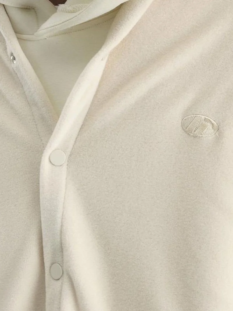 Giesto Beige Natural GIESTO Oversized Plush Shirt with Snap Closure for Men | Best Price UAE