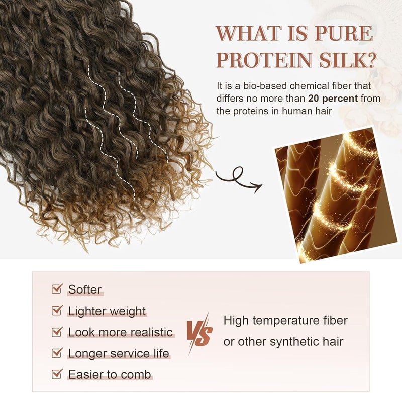 Flufymooz Clip in Hair Extensions, 4PC 100％ Pure Protein Silk Hair Extensions Long Soft Natural Hairpiece 16 Inch Curly Hair Extension for Women (Brown to Dirty Blonde) - Image 3