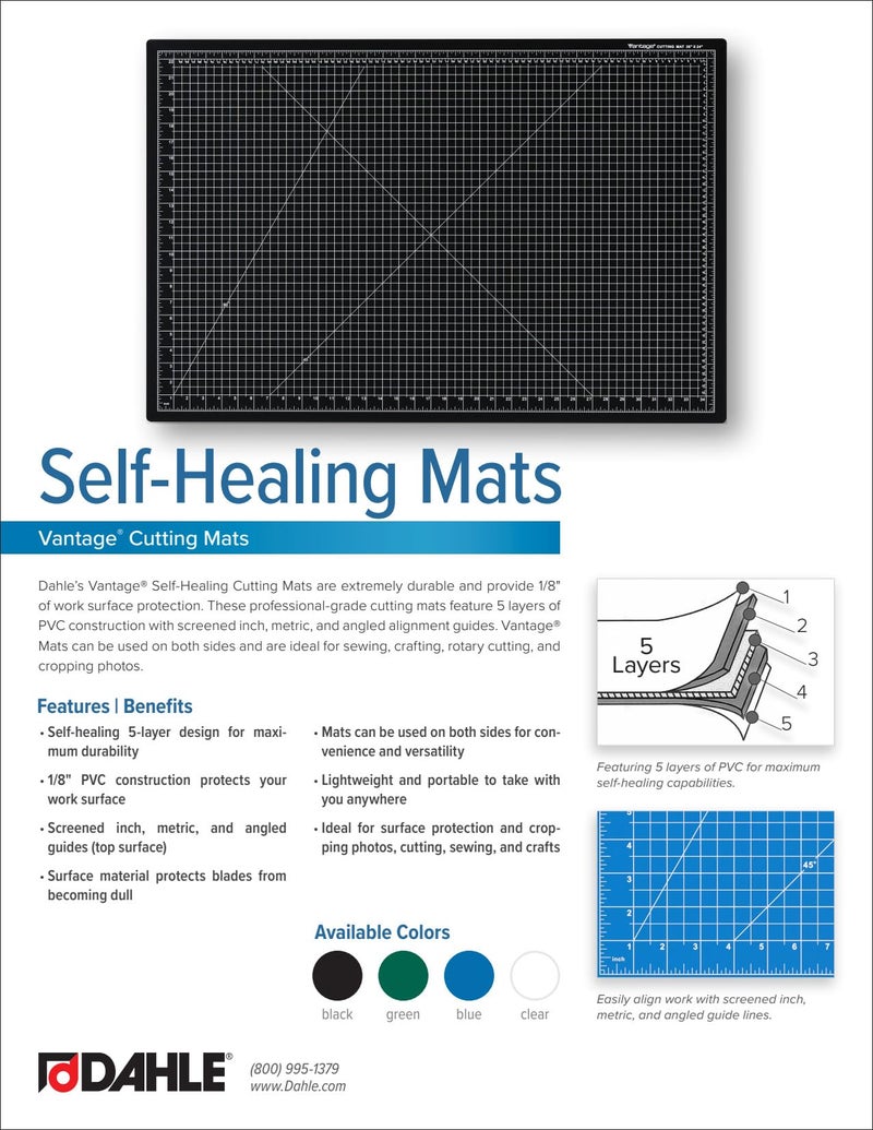 Dahle Vantage 10473 Premium Self-Healing Cutting Mat, 24"x36", 1/2" Grid, 5 Layers for Max Healing, Perfect for Crafts & Sewing, Green - Image 5