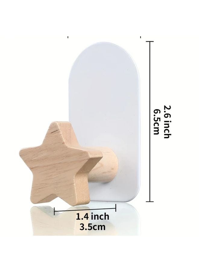 White Flower Adhesive Wall Hooks No Drill Modern Wooden Hangers Strong Hold for Bathroom Kitchen Towels Keys Bags - Image 4