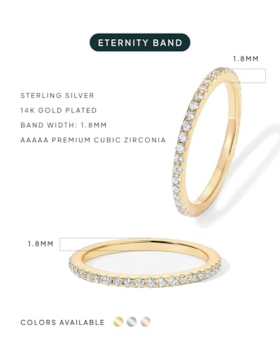 PAVOI 14K Rose Gold Plated 925 Sterling Silver Stackable CZ Ring for Women | Thin Band for Stacking | Simulated Diamond Eternity Wedding Band | Size 7 - Image 3