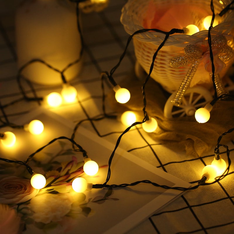 Solar Powered LEDs Light Strings 8m/26.2ft 60LEDs Globe Fairy Lights with 8 Lighting Modes Decoration Ball String Lamp IP44 Water-resistant Hang-ing Lights for Outdoor Garden Backyard Xmas Holiday - Image 3