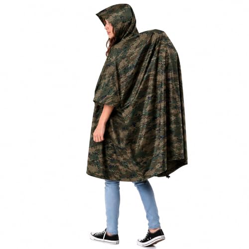 ROCKSPORT Unisex Pu Standard Length Outdoor Rain Poncho,Multi Use, Waterproof, Lightweight, Reusable & Packable, One Size Fits Most (Free Size, Camo) - Image 2