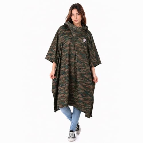 ROCKSPORT Unisex Pu Standard Length Outdoor Rain Poncho,Multi Use, Waterproof, Lightweight, Reusable & Packable, One Size Fits Most (Free Size, Camo) - Image 1