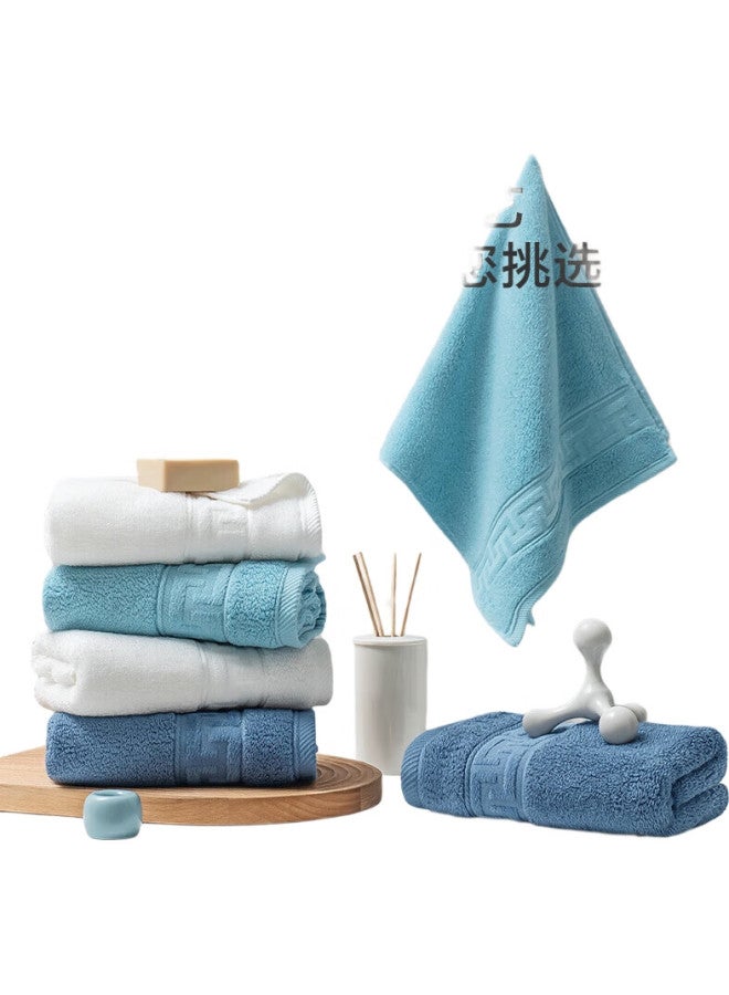 JD.com Jingzao 138G Thick Avaati Long-Staple Cotton Towel, Class A Absorbent Pure Cotton Face Towel For Men And Women, 3 Pack, White And Blue - Image 2