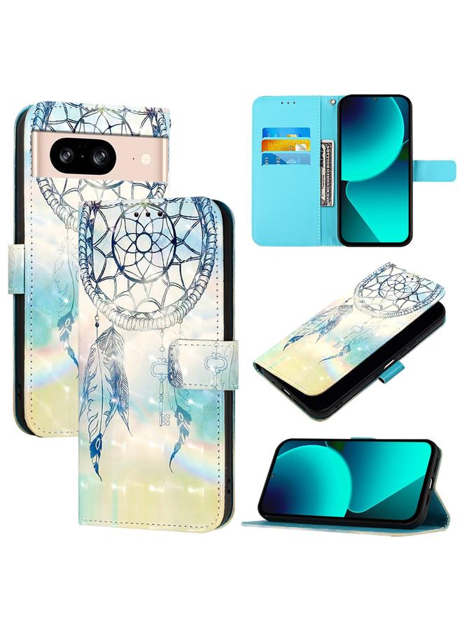 Green Tiger Case For Google Pixel 8 3D Painting Horizontal Flip Leather Phone Case - Image 1