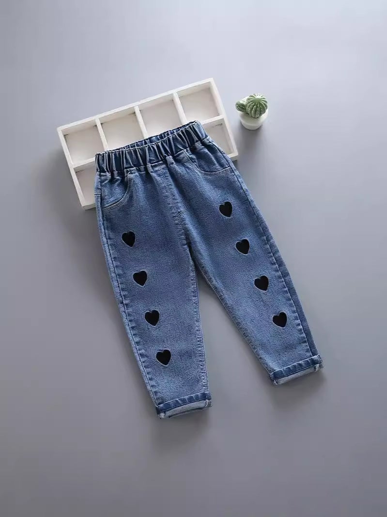 2024 New Children'S Denim Pants Padded Simple Casual Women'S Small And Medium-Sized Children'S Denim Pants Children'S Pants - Image 4