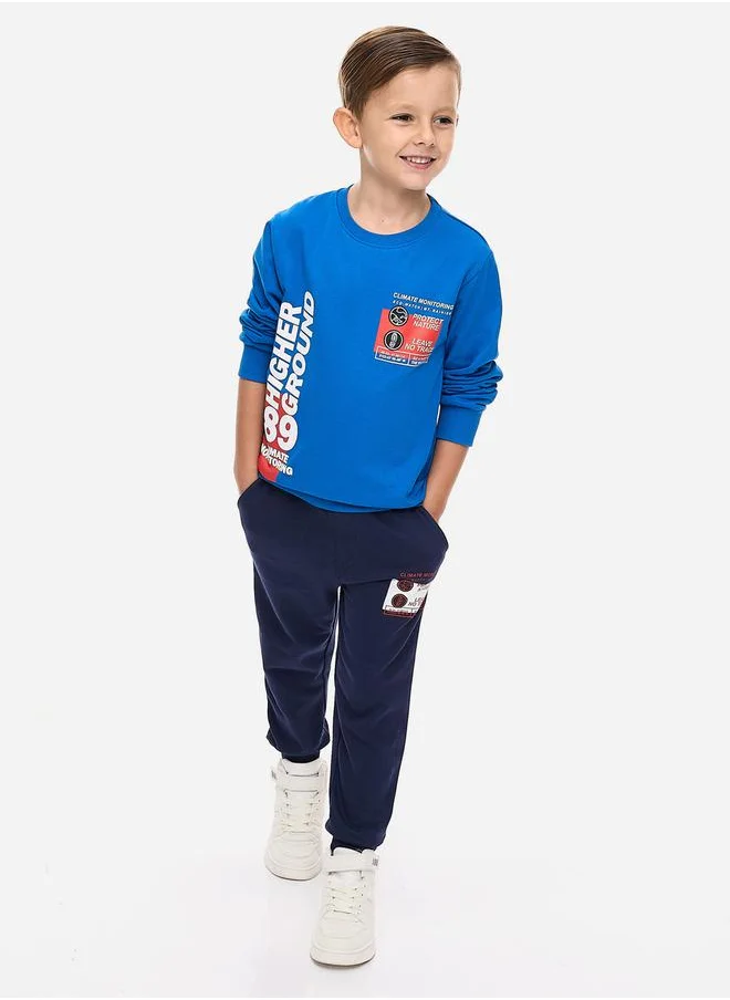 victor and jane Graphic Print Sweatshirt & Cuffed Joggers Set by Styli
