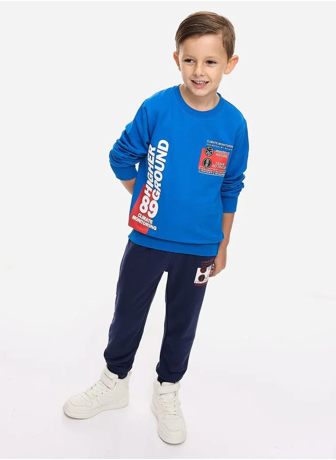 victor and jane Graphic Print Sweatshirt & Cuffed Joggers Set by Styli