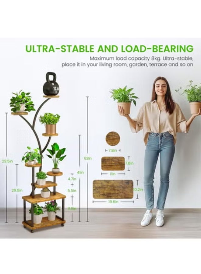 KLNAMAEAAN Flower Rack with Shelves Living Room Floor-to-Floor Balcony Wrought Iron Shelf Mobile with Multi-Layer Flower Pot Bracket for Planting - Image 2