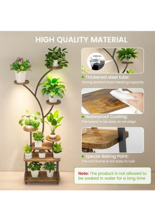 KLNAMAEAAN Flower Rack with Shelves Living Room Floor-to-Floor Balcony Wrought Iron Shelf Mobile with Multi-Layer Flower Pot Bracket for Planting - Image 3