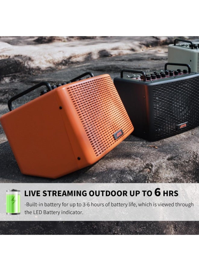 جويو مضخم جيتار أكوستيك بلوتوث قابل للشحن بقدرة 40 واط مع إيقاعات طبل وتأثيرات صوتية ريفيرب وكورَس ودِلاي وقناة ميكروفون للبث المباشر والعروض الخارجية BSK-40 - Image 5