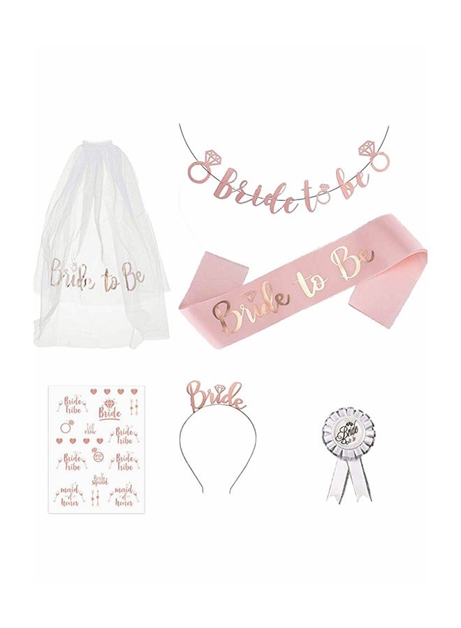 هومار كيت شبه العروس وشاح الحجاب مجموعة الدجاجة الطرف زينة بما في ذلك الحجاب الزفاف وشاح ولي العهد وشاح الوشم شارة الورد والأعلام شبه العروس - Image 1