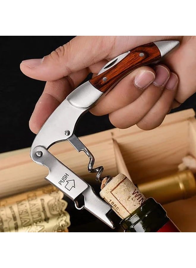 Mahogany Wine Opener with Corkscrew and Hardwood Handle, Stainless Steel Blade, Foil Cutter, Regular - Image 2