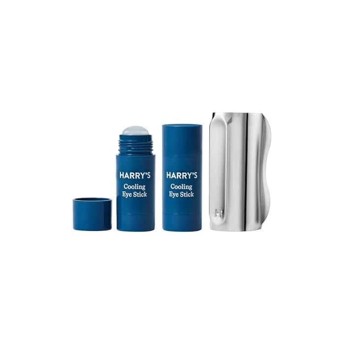 Harry's Cooling Eye Kit for Men - Gua Sha Depuffing Facial Massage Tool and 2 Cooling Eye Sticks