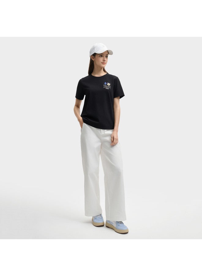 FILA Women'S Clothing Ladies T-Shirt Fashion Casual Simple Versatile Round Neck Knitted Short Sleeve Shirt - Image 2