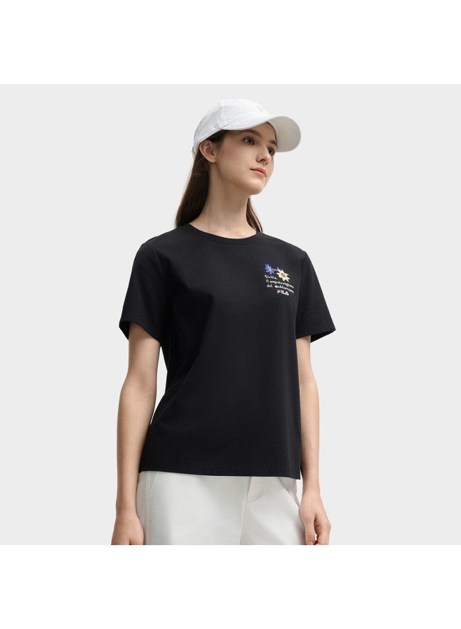 FILA Women'S Clothing Ladies T-Shirt Fashion Casual Simple Versatile Round Neck Knitted Short Sleeve Shirt - Image 4