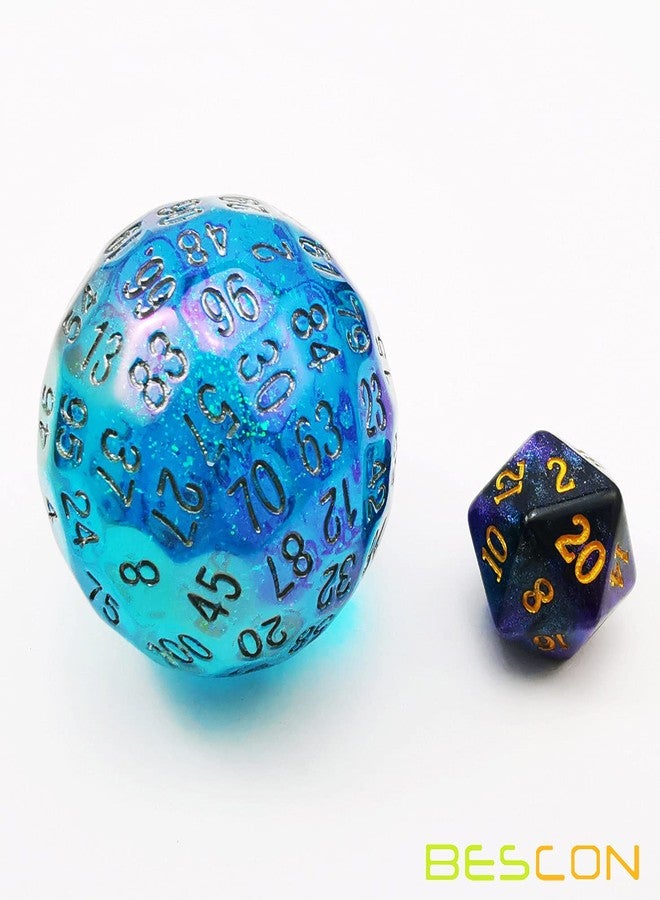 Bescon Dazzling Blue 100 Sided Dice, Game Dice D100, Polyhedral Solid 100 Sides Dice 45MM in Diameter (1.8inch) - Image 5