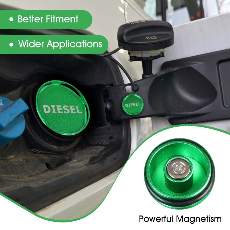 SMLBJUTE Aluminum Diesel Fuel Cap, Updated Larger Magnetic Aluminum Tank Gas Cap, GM Pick-up Truck Accessories Replacement Eco Tanks (Green) - Image 4