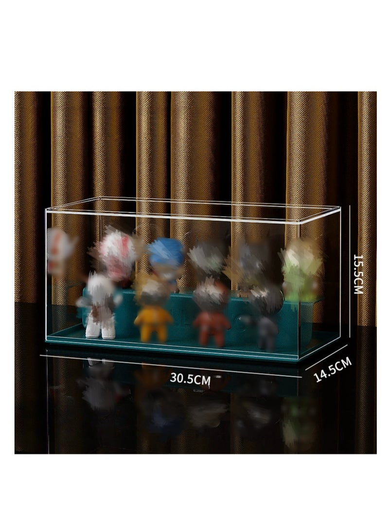 نوفولان حامل عرض ألعاب NOVOLAN، رف أكريليك، صندوق عرض شفاف بالكامل، رف تخزين، مجموعة عرض، عناصر متحركة، معروضة بشكل أنيق، حامل عرض مزدوج الطبقات للعبة المجوهرات (أزرق) - Image 1