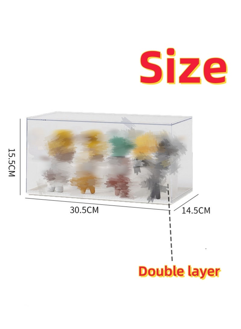 نوفولان حامل عرض ألعاب NOVOLAN، رف أكريليك، صندوق عرض شفاف بالكامل، رف تخزين، مجموعة عرض، عناصر متحركة، معروضة بشكل أنيق، حامل عرض مزدوج الطبقات للعبة المجوهرات (أزرق) - Image 5