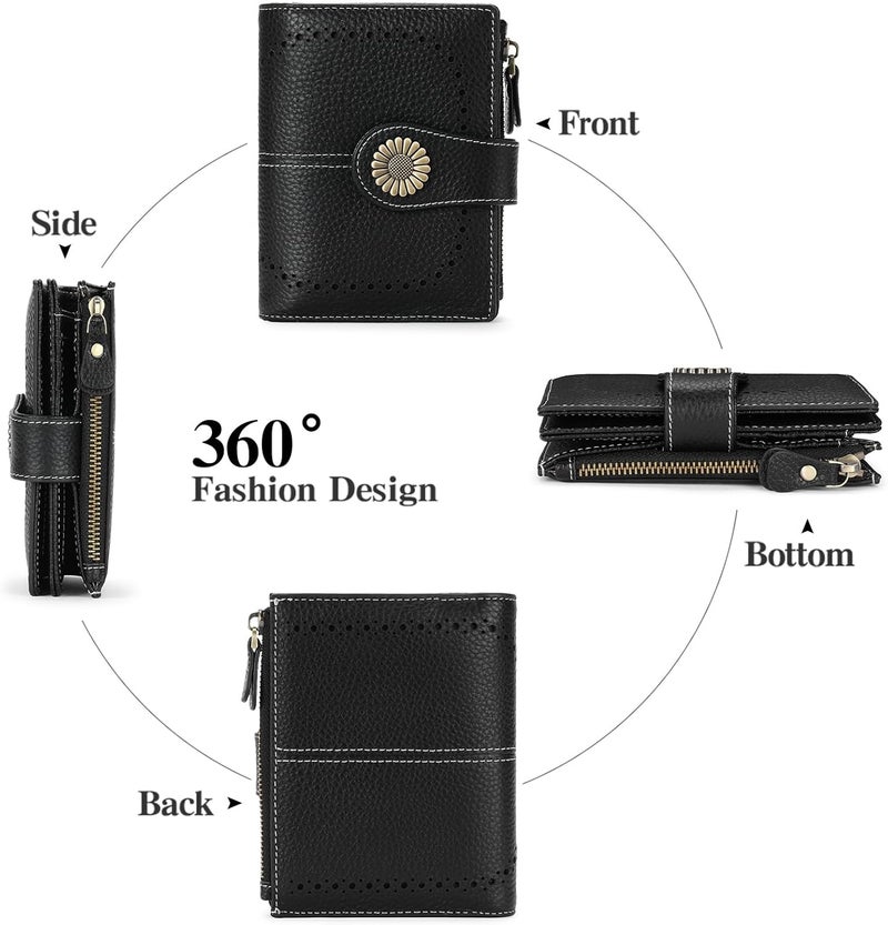 SENDEFN Small Womens Wallet Leather Bifold Card Holder RFID Blocking with Zipper Coin Pocket - Image 4