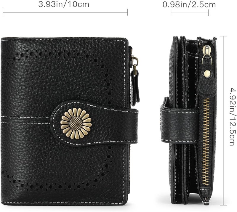 SENDEFN Small Womens Wallet Leather Bifold Card Holder RFID Blocking with Zipper Coin Pocket - Image 3