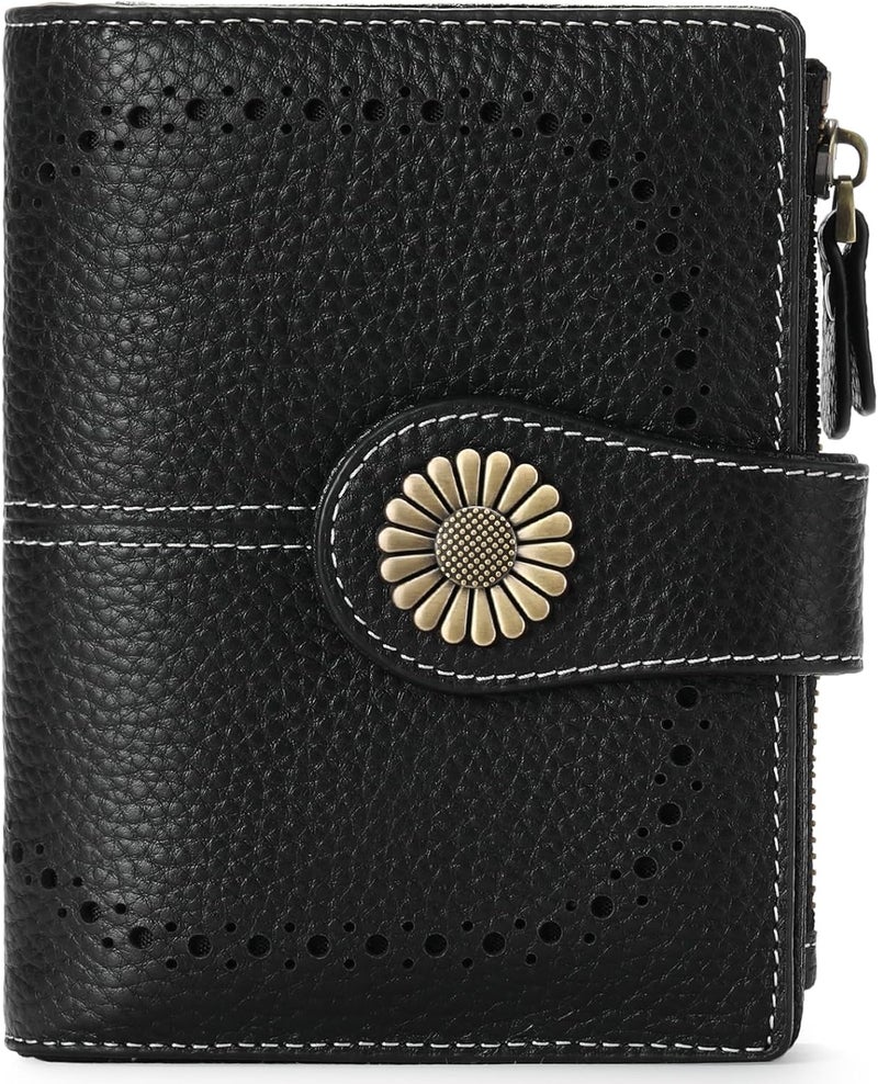 SENDEFN Small Womens Wallet Leather Bifold Card Holder RFID Blocking with Zipper Coin Pocket - Image 1