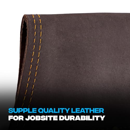 OX Tools Top Grain Leather Electrician Tool Pouch with Contrast Stitching, Rivets, and Electrical Tape Holder | 10 Pockets for Electrician | 3" Belt Loop OX-P263402-FBA - Image 2