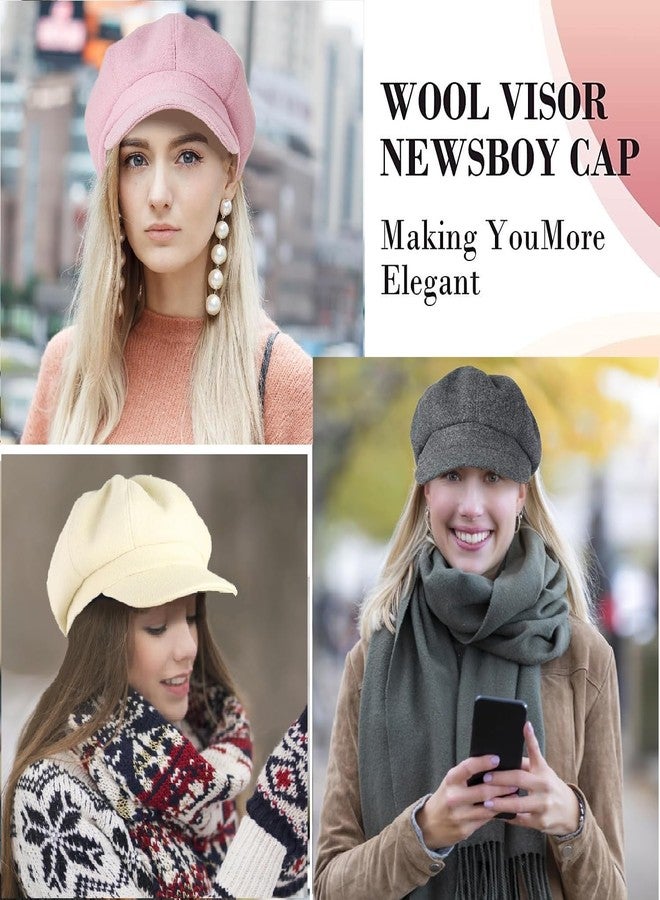 stablerice 6 Pieces Women Newsboy Cap Warm Wool Visor Beret Hats Octagonal Cap Soft Newsboy Hats for Women Vintage Cabbie Paperboy Hat for Women Girls Baker Boy Hat(Elegant Color) Black - Image 4