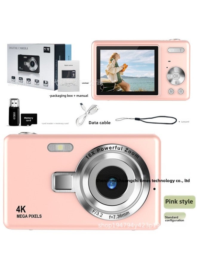 HD Digital Camera Students Mini Digital Camera Children Special Photography Shooting Camera Wholesale-Color:Q12 Pink-high-definition Large Screen+64g Memory Card+card Reader+tpc Adapter+storage Bag  - Image 1
