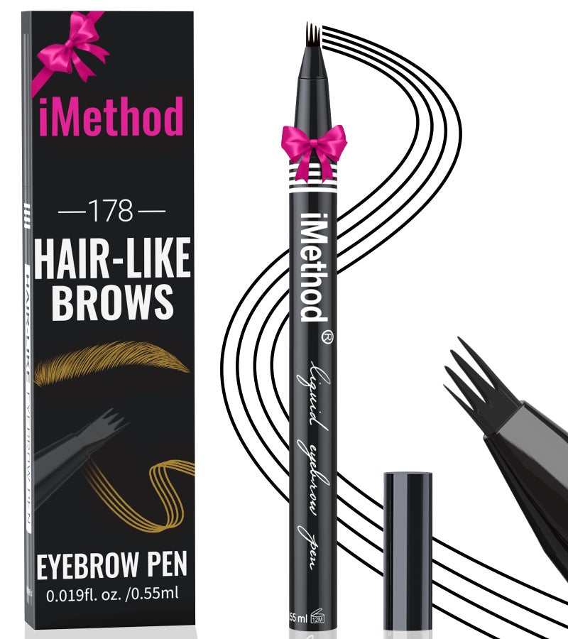 iMethod Eyebrow Pen - Eyebrow Pencil with Micro 4-Fork Tip, Microblading Eyebrow Pen for Natural Hair-Like Brows, Long-Lasting Eye Brow Pencils for Women, Smudge-proof, Black - Image 1