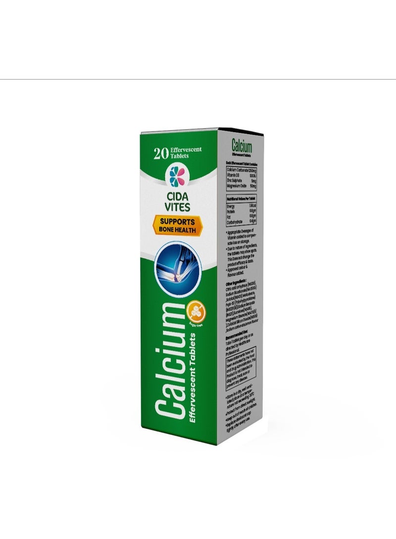 Calcium Effervescent Tablets 20 | Vitamin & Bone Support Supplement