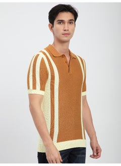 Maple Orange Vertical Striped Flat Knit Polo T-Shirt For Men - pzsku/Z4A607AB646D999C0D4D8Z/45/_/1739427883/ac512c03-6674-45c0-be0e-2756441dd82e