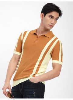 Maple Orange Vertical Striped Flat Knit Polo T-Shirt For Men - pzsku/Z4A607AB646D999C0D4D8Z/45/_/1739521943/69815646-7051-47b9-bd59-13f2919b5d9b