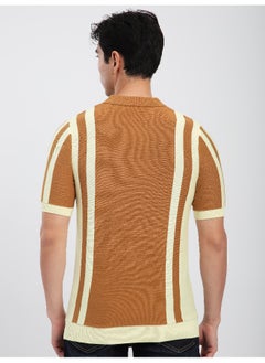 Maple Orange Vertical Striped Flat Knit Polo T-Shirt For Men - pzsku/Z4A607AB646D999C0D4D8Z/45/_/1739521944/77d16217-6ce5-4112-8244-c04152f700a1