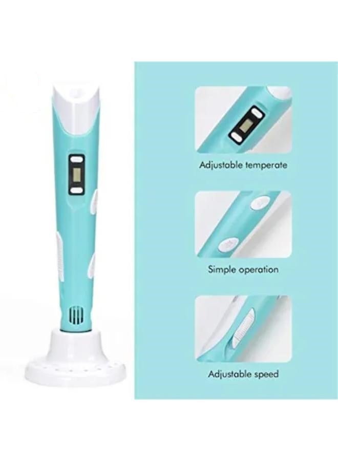 MANAM TRADING 3D Pen Printer Make your Child a Creative Person, Digital Display To Adjust Temperature and Speed PLA Filament USB Charging Gifts For Kids (Blue) - Image 2