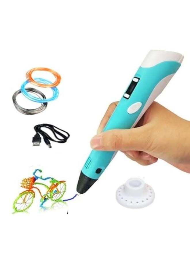 MANAM TRADING 3D Pen Printer Make your Child a Creative Person, Digital Display To Adjust Temperature and Speed PLA Filament USB Charging Gifts For Kids (Blue) - Image 5