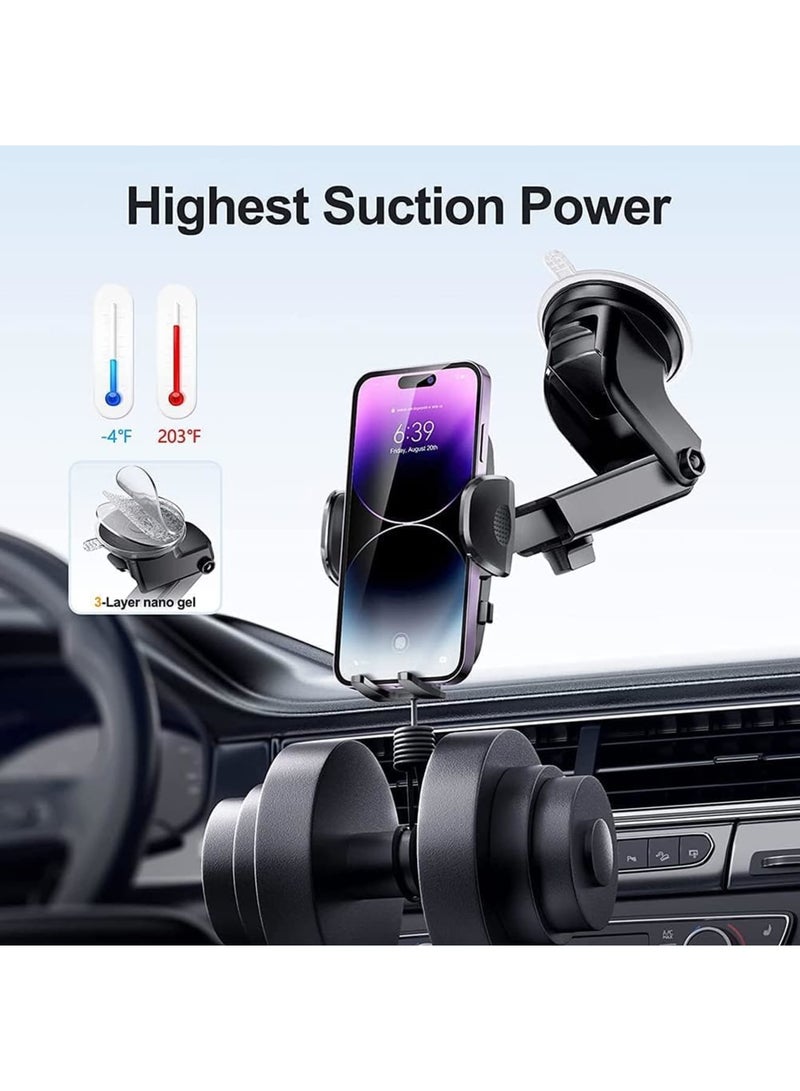 SOLARAE Car Phone Holder, Phone Holder for Cars 4-in-1 Car Phone Holder, for Dashboard & Air Vent & Windshield, Car Phone Mount Cradle 360¬∞ Rotation, with All 4.0''-7.0'' Cell Phones - Image 3