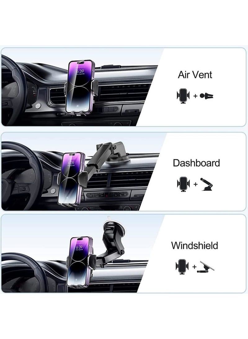 SOLARAE Car Phone Holder, Phone Holder for Cars 4-in-1 Car Phone Holder, for Dashboard & Air Vent & Windshield, Car Phone Mount Cradle 360¬∞ Rotation, with All 4.0''-7.0'' Cell Phones - Image 4
