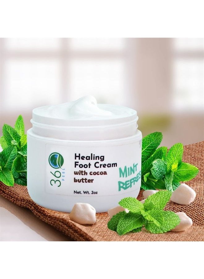 360Feel Healthy Healing Foot Cream With Cocoa Butter and Coconut Oil 2 Fl Oz Foot Cream for Cracked Feet And Heals Relieves  - Image 1