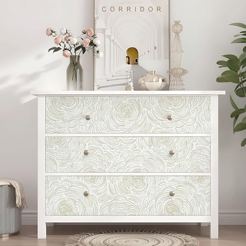 Toduso Beige Peel and Stick Wallpaper Modern Contact Paper Self-Adhesive Floral Wall Paper Removable Decorative Wallpapers for Bedroom Bathroom Cabinets Decor Vinyl 17.3"x196.8" - Image 3