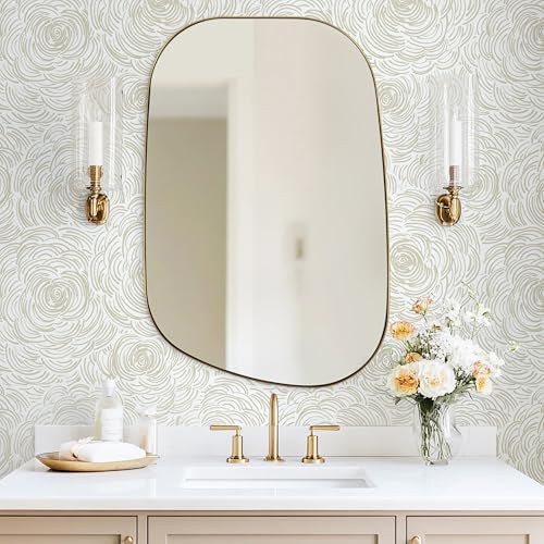 Toduso Beige Peel and Stick Wallpaper Modern Contact Paper Self-Adhesive Floral Wall Paper Removable Decorative Wallpapers for Bedroom Bathroom Cabinets Decor Vinyl 17.3"x196.8" - Image 4