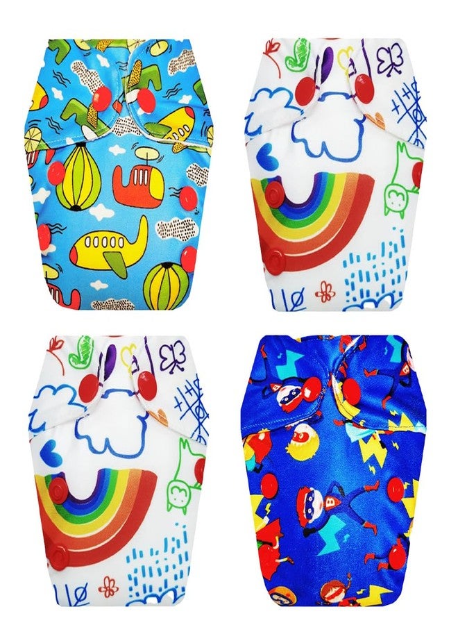Dumbledo Premium Newborn Cloth Diaper with Integrated Insert (Pack of 4) | Soft & Gentle | Reusable & Washable | Quick Dry | All-Day Wear | 0 - 4 Months | Unisex Baby - Image 1