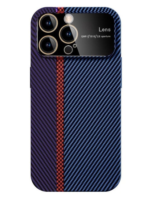 iPhone 13 Pro Max Carbon Case Large Window Camera Protection Unique Design Mixed Amazing Color Aramid Carbon Fiber Phone Case Blue