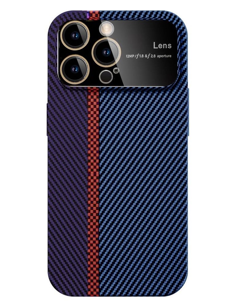iPhone 13 Pro Max Carbon Case Large Window Camera Protection Unique Design Mixed Amazing Color Aramid Carbon Fiber Phone Case Blue