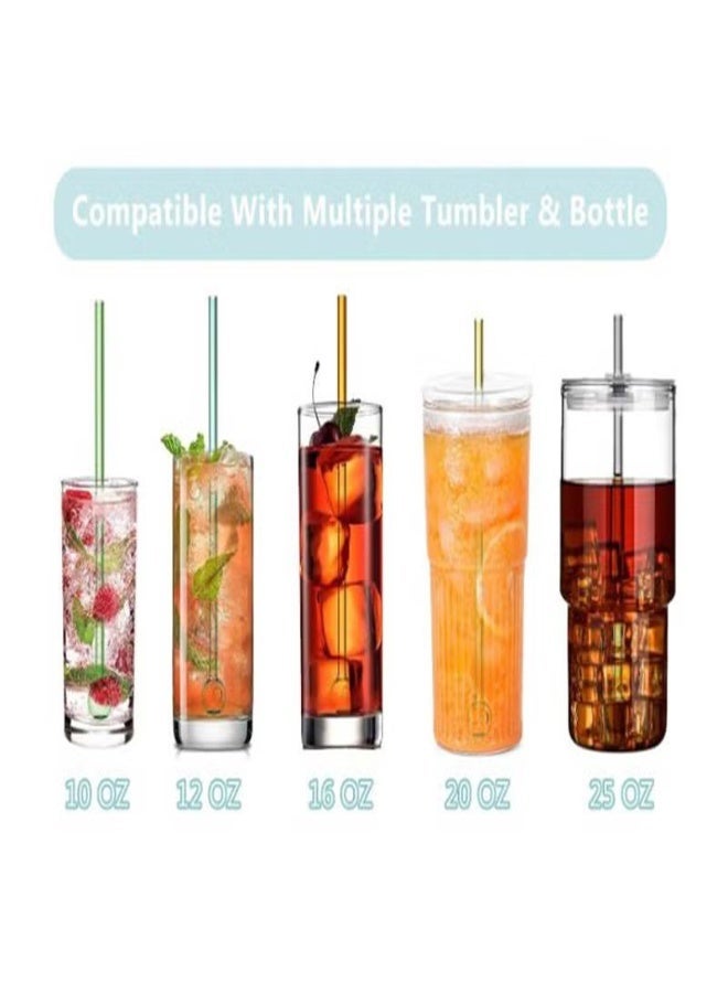 8 Pcs Glass Straws 4 Inch Short Reusable, Shatter Resistant with Cleaning Brush, Dishwasher Safe for Cocktail, Smoothie, Juice, Milk and Coffee - Image 4