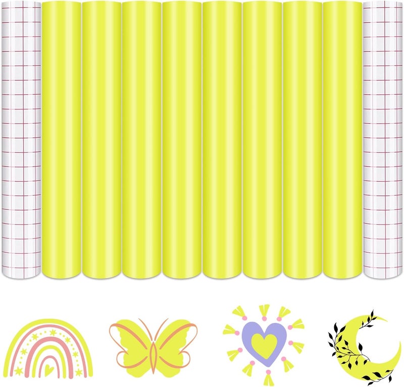 Tintnut Boho Permanent Vinyl - 8 Sheets 12"x10"Pastel Yellow Adhesive Vinyl Sheets Yellow Self Sticker Water proofing Vinyl Compatible with Cricut Or Silhouette - Image 1