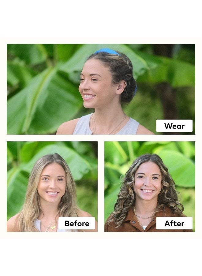 RobeCurls - Satin Heatless Hair Curler Set — The Original Curling Headband — Heatless Curling Rod Headband Hair Accessories For Women — Includes 2 Scrunchies (Cream) - Image 1